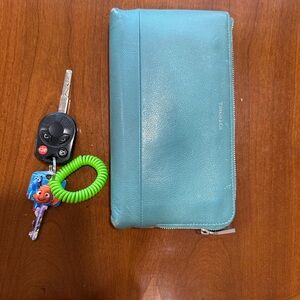 Tiffany & Co. Aqua Leather Clutch